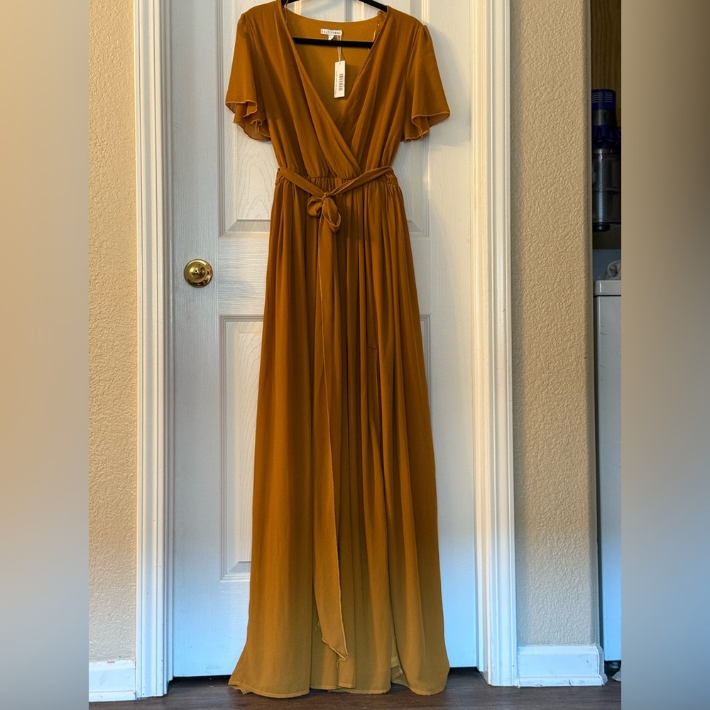 Baltic Born Mustard/Gold Wrap Maxi Dress